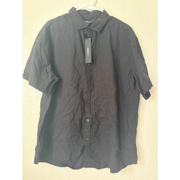 Fashion Nova Other - Fashion Nova Shirt Mens XXL‎ Black Button Up NWT Short Sleeve 2XL